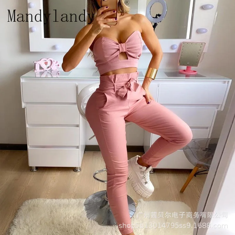 Женский элегантный комплект Mandylandy из двух предметов укороченный Топ без