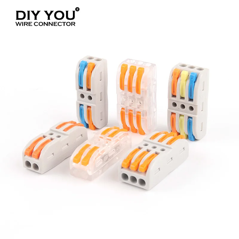 30/50/100PCS Butt Compact Splicing Wire Connector Plug-in Conductor Terminal Block SPL-2/3 2/3 Pin Mini Quick Wiring Connector