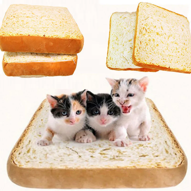 

Creative Toast Bread Cat Pillow Dog Pet Cushion Supplies Bed Mat Soft Cushion Plush Seat Cushion 40x40cm Cats Products for Pets