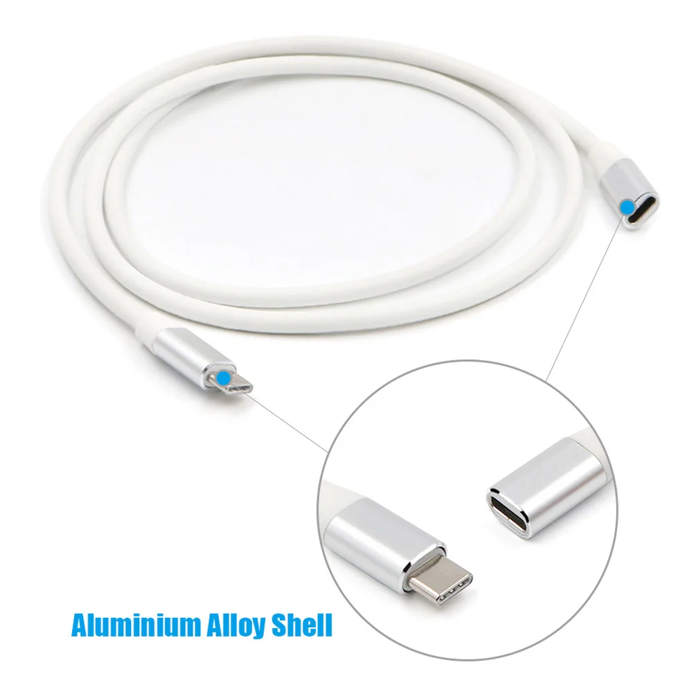 

1 Meter Type-C Cable Extender USB 3.1 USB Male to Female Extension Cord Compatible Nintendo Switch Pro Samsung Note 8 (Silver)