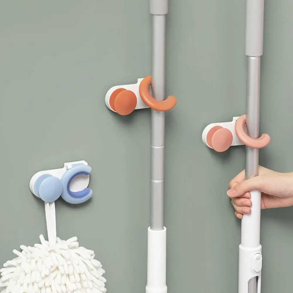 

Punch Free Mop Rack Organizer Wall Mounted Broom Gripper Hook Household Tool