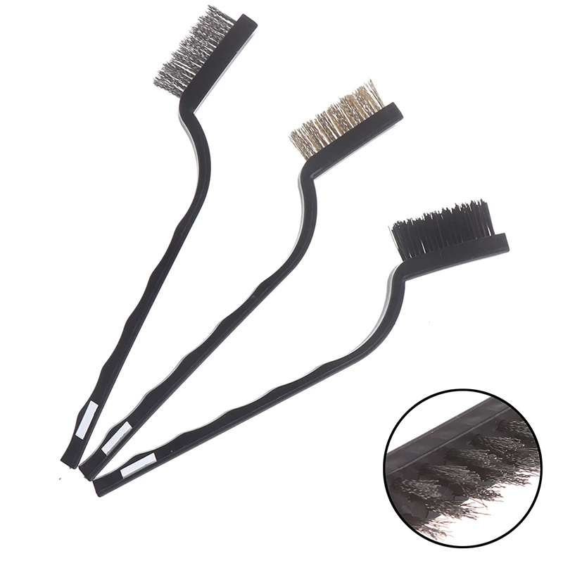 

3pcs/lot Mini Stainless Steel Rust Brush Brass Cleaning Polishing Detail Metal Brush Wire Toothbrush Cleaning Tool Family Kit
