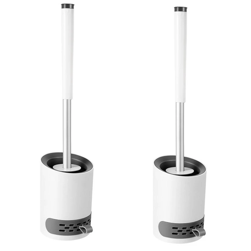 

2Pack Toilet Brush and Holder Set Wallmounted/Flooring with Diatom Mud Pad&Tweezers Silicone Bathroom Toilet Brushes