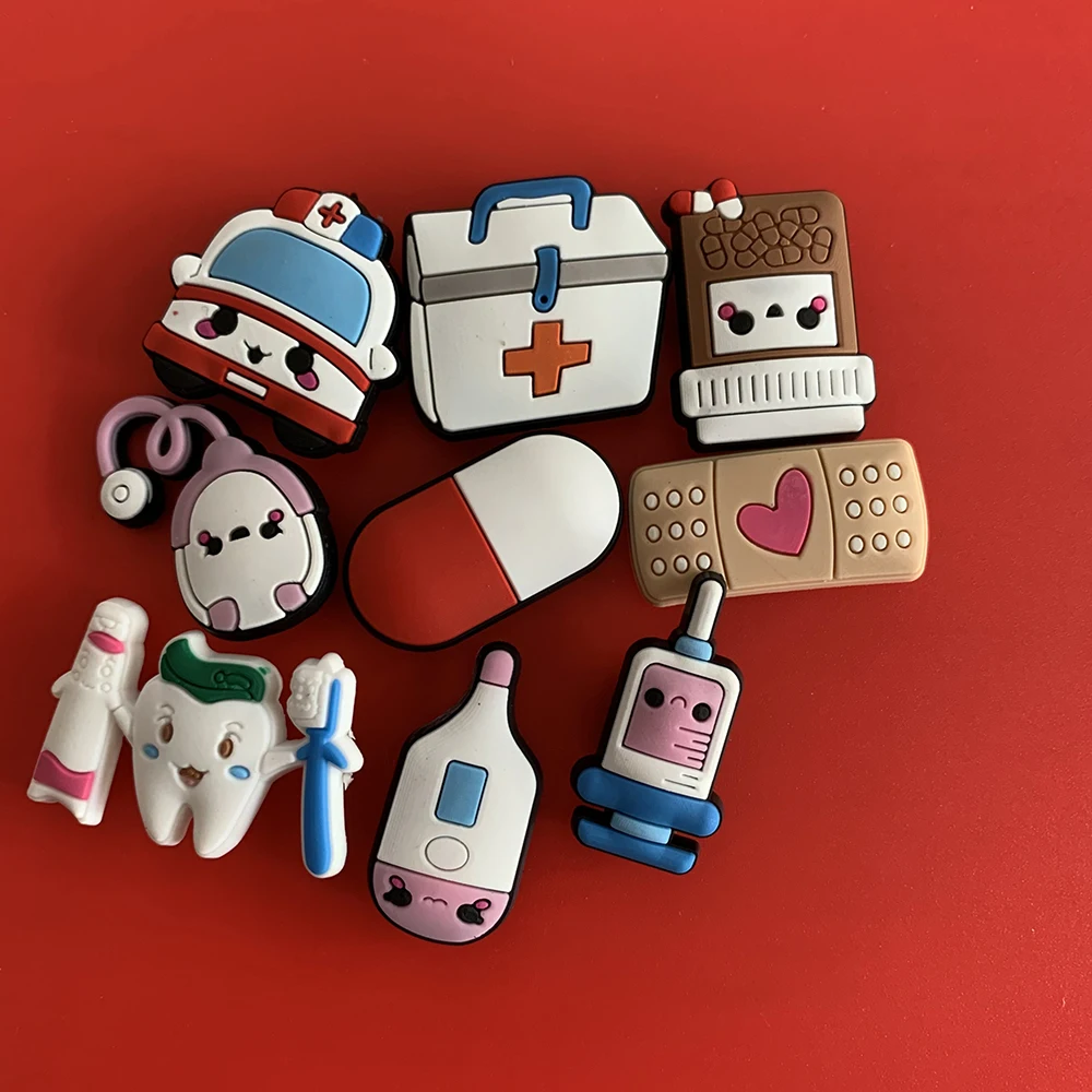 

Single Sale 1pcs Shoe Charms doctor And Dentist Garden Shoe Accessories Buckle Decorations Fit Croc Wristband JIBZ Kids X-mas H2