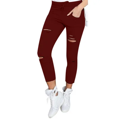 

2021 new ripped jeans for women Women big size ripped trousers stretch pencil pants leggings women jeans