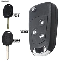 jingyuqin refit remote flip car key shell for ford focus ka mondeo uncut blank 3 buttons fob replacement with hu101fo21 blade
