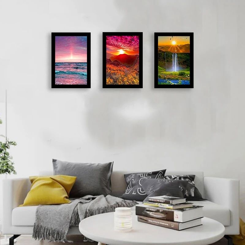 6 Sets 5D Diamond Painting Art Dotz Paint By Numbers Kits Full Drill for Adult Kids Sunset Home Wall Decor | Дом и сад