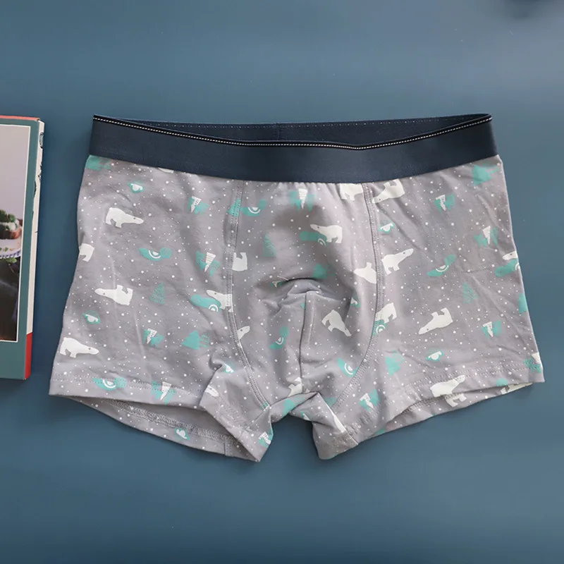 Сексуальный черный рождественский стиль модные боксеры из чистого хлопка