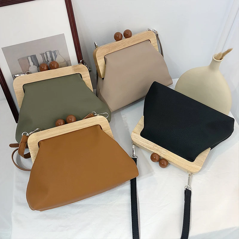 

Women Bag Handbags Simple Retro Pu Soft Leather Clip Bag Female Shoulder Messenger Bag Evening Clutch Purse Leather