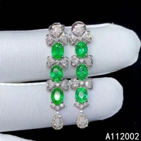 kjjeaxcmy fine jewelry natural emerald 925 sterling silver women earrings new ear studs support test classic noble