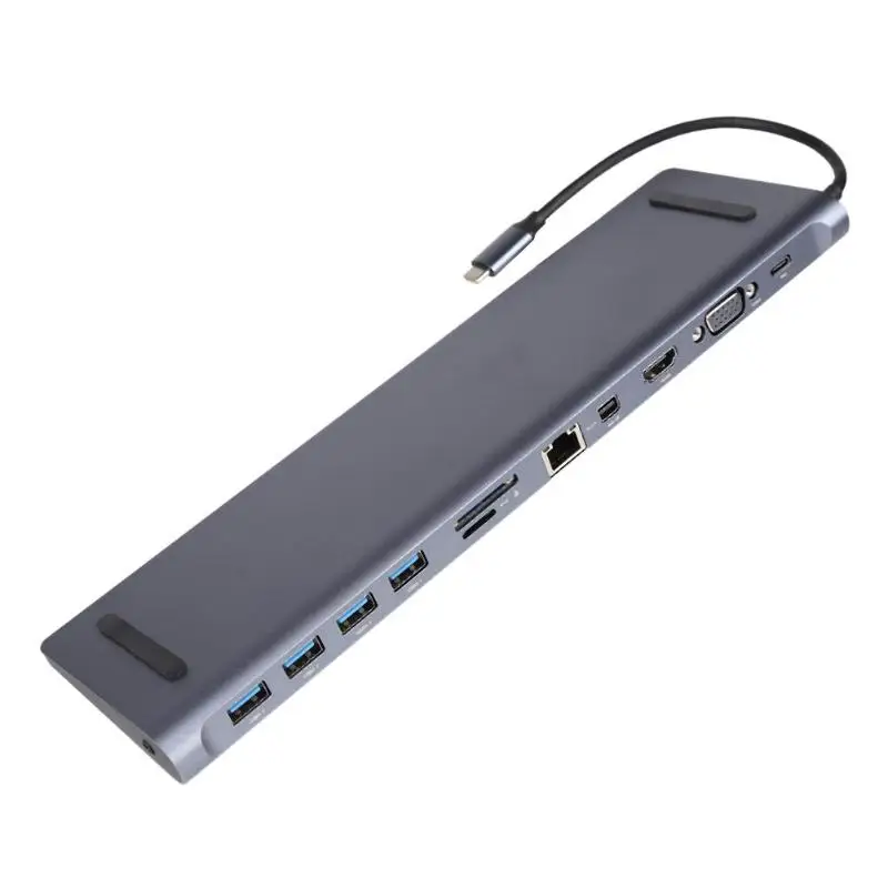 11 в 1 тип-c ноутбук ПК конвертер концентратор 4 USB 3 0 LAN Мини DP VGA HDI адаптер применим к