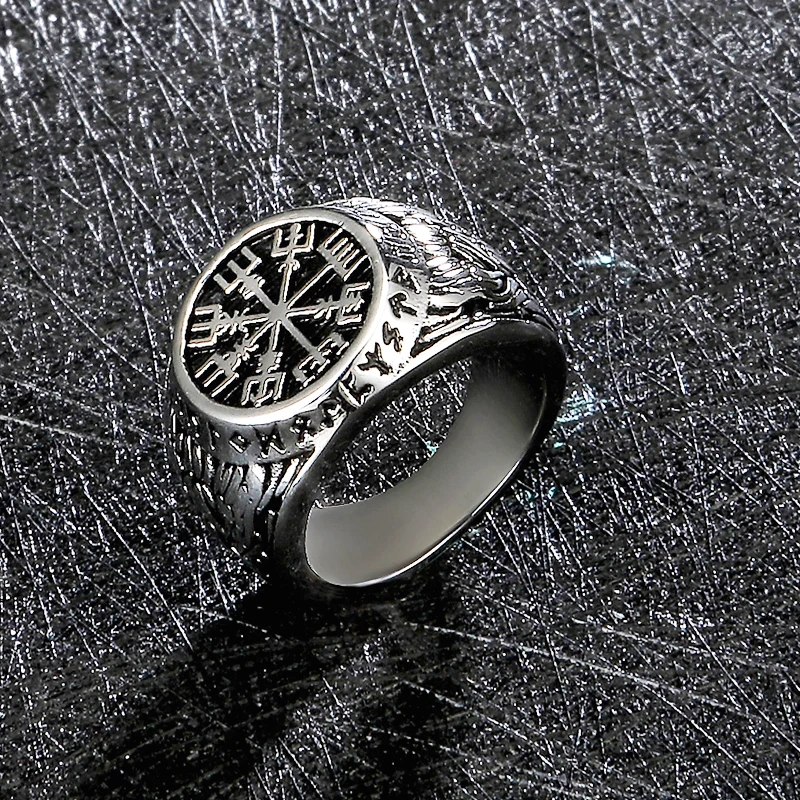 Винтажное кольцо с логотипом Викинг один из нержавеющей стали компасом мужское
