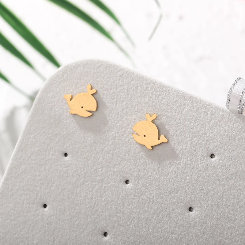 Tiny Humpback Whale Stud Earrings For Women Girl Sea Animal Jewelry Baby Stainless Steel Friendship Gifts | Украшения и