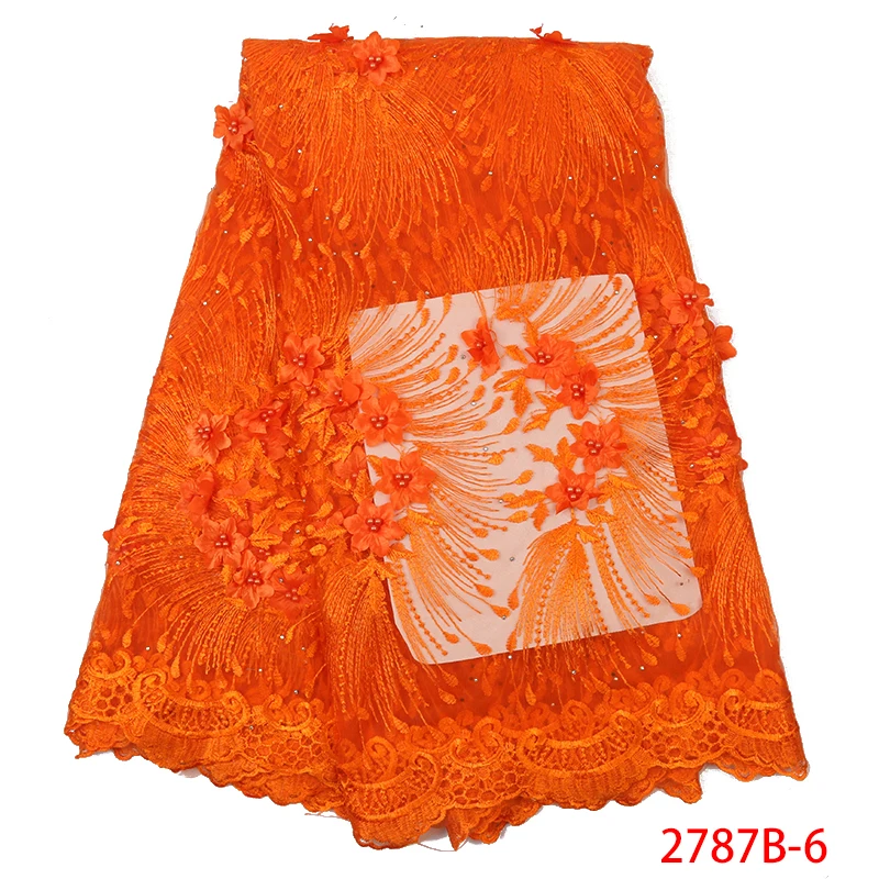 

Africa Fabric Lace Handmade Beaded Lace 3D Applique Beaded Fabric Embroidery Pearl Tulle Latest African Party Dress AMY2787B
