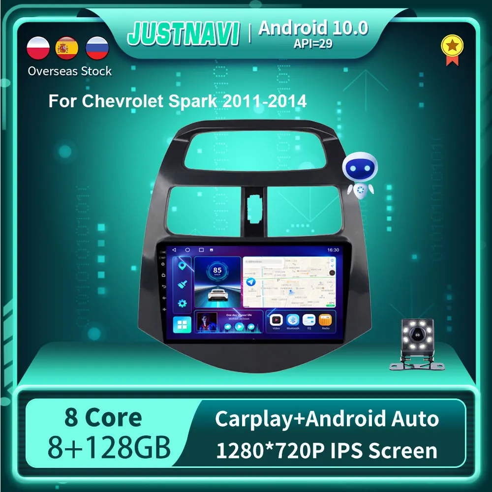$107.09 Android 10.0 IPS Car Radio For Chevrolet Spark Beat Matiz Creative 2010 - 2014 Navigation GPS Multimedia Video Player 8G+128G