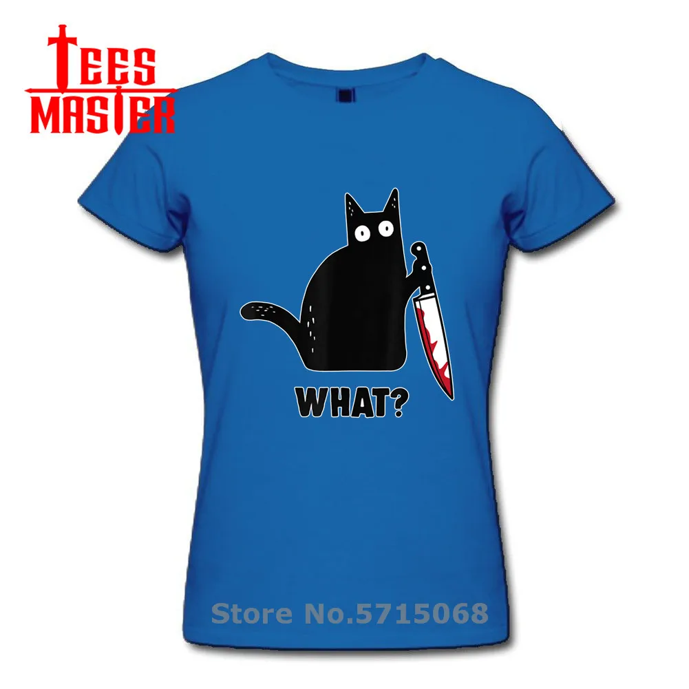 Черная кошка с нож женская футболка новинка моды убийственная и изображением