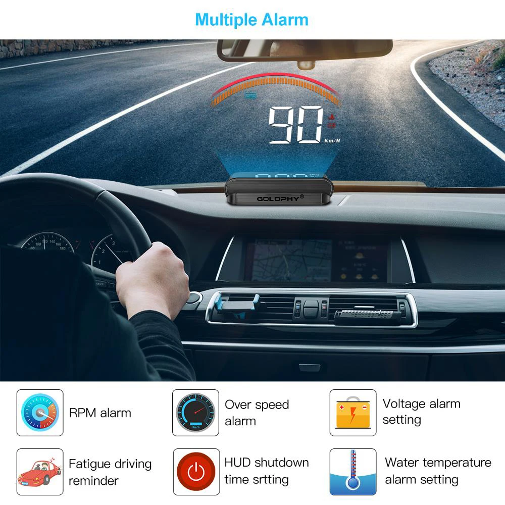 Автомобильный Дисплей HUD Head-up GPS Скорометр Скорость GPS+OBD 2 Компьютер Проектор Лобовое стекло Headup On.