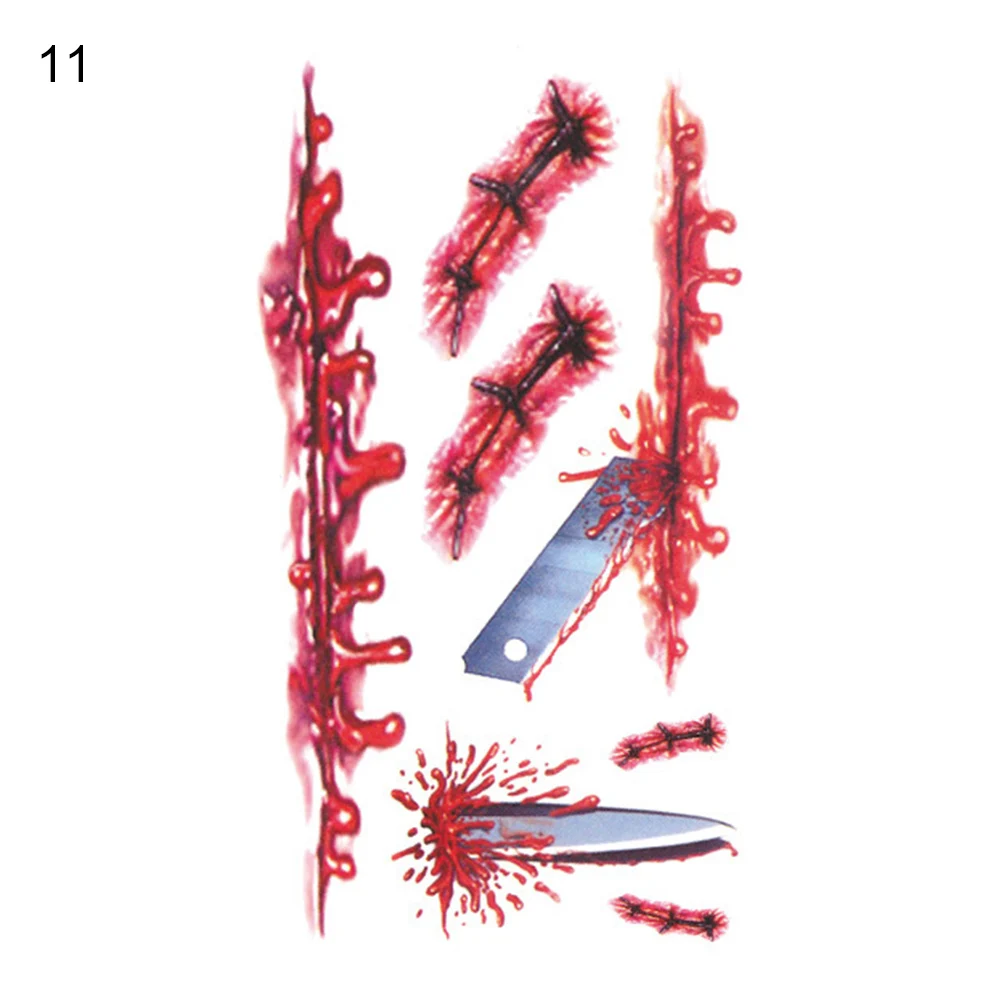 Временная тату-наклейка на Хэллоуин со шрамом товары для вечевечерние зомби