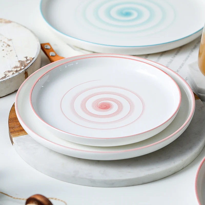 

Pizza Serving Plate Solid Color Ceramic Plate Steak Food Pan Plate and Bowl Nordic Style Tableware Set Dessert Dish Dinner Dishs