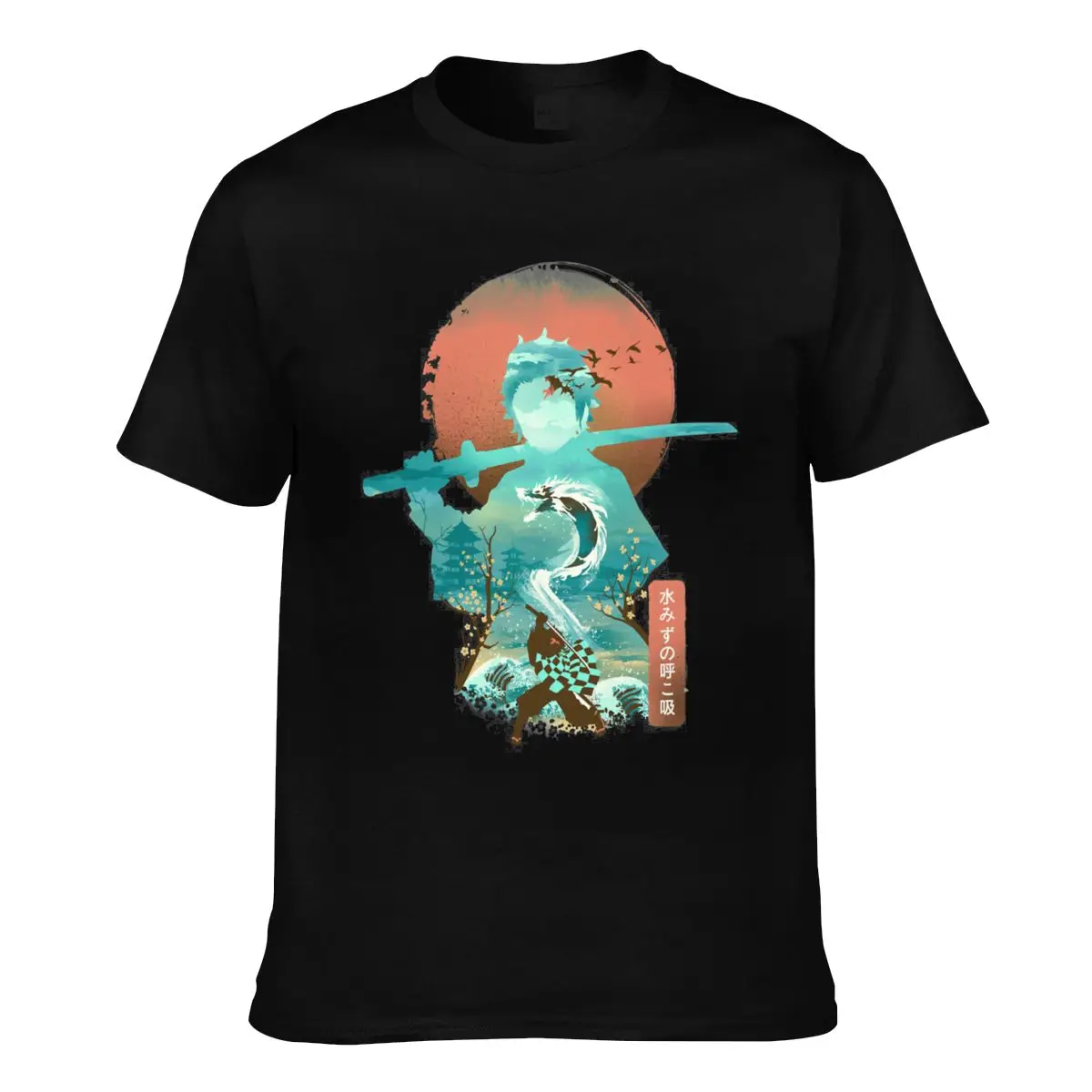 

Demon Slayer T Shirt Kimetsu No Yaiba Ukiyo E Tanjiro Men Beach T-Shirt Oversized Printed Cotton Tee Shirt