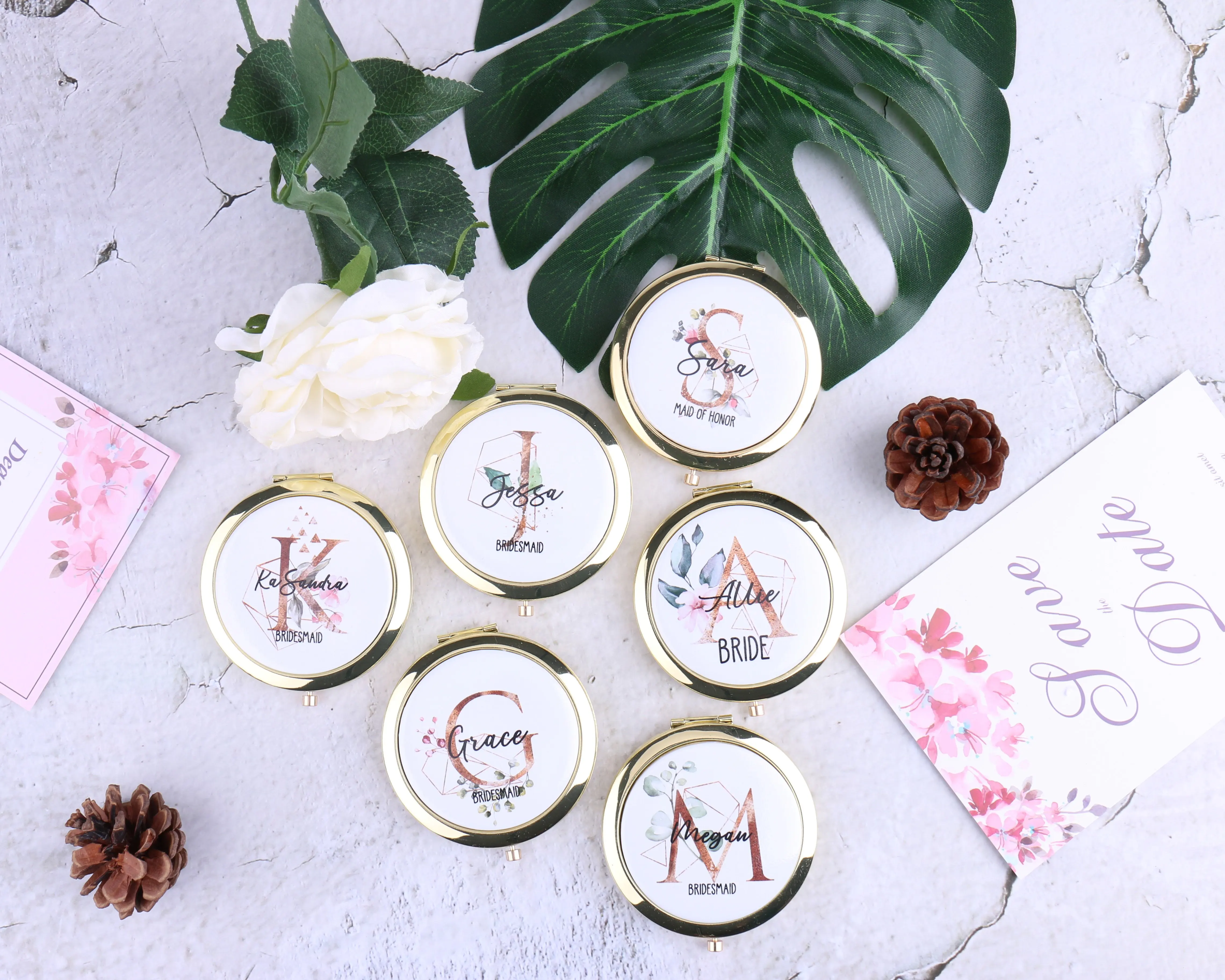 Милые подарки для подружек невесты уникальные зеркальные компакты Золотые