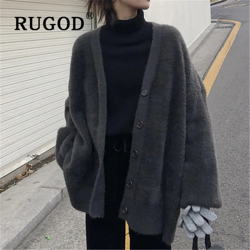 Женский кашемировый кардиган RUGOD повседневный однобортный Кардиган в Корейском