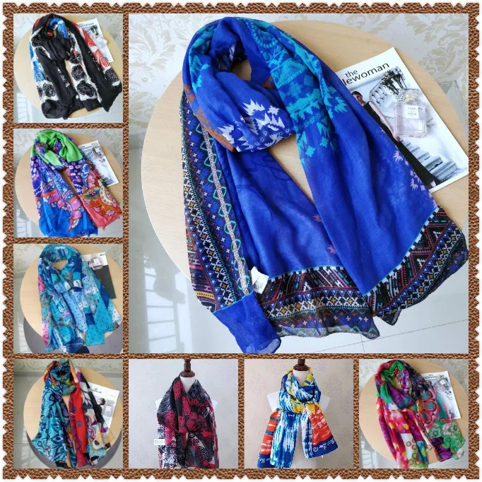 

Desigual Scarf Women Spring and Autumn Spain Flowers Satin Color Block Long Scarfs for Ladies Bandana Scarf Sell Like Hot Cakes