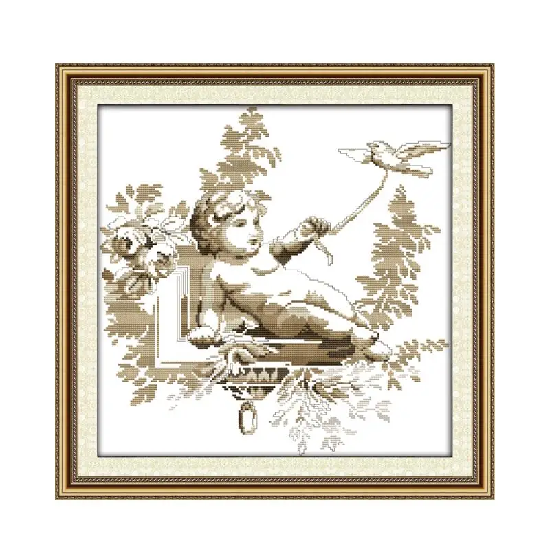 

cherub and dove cross stitch kit people 18ct 14ct 11ct count print canvas stitches embroidery DIY handmade needlework