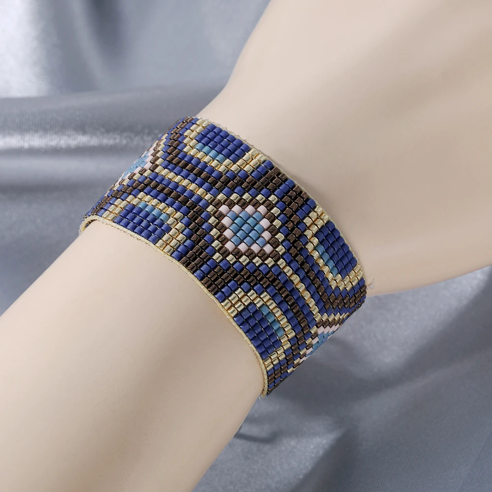 

Vintage Miyuki Autuman And Winter Bracelet Coffee plaid Bracelets For Women Boho Handmade Loom Pulseras Mujer Moda Wholesale