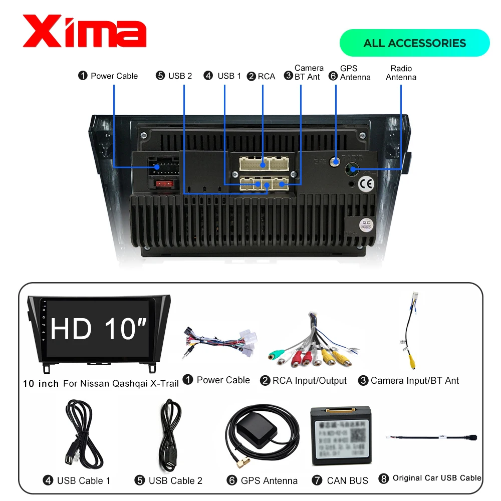 Автомагнитола XIMA 2 Din мультимедийный Видеоплейер на Android 9 0 для Nissan Qashqai X-Trail xtrail 3 T32