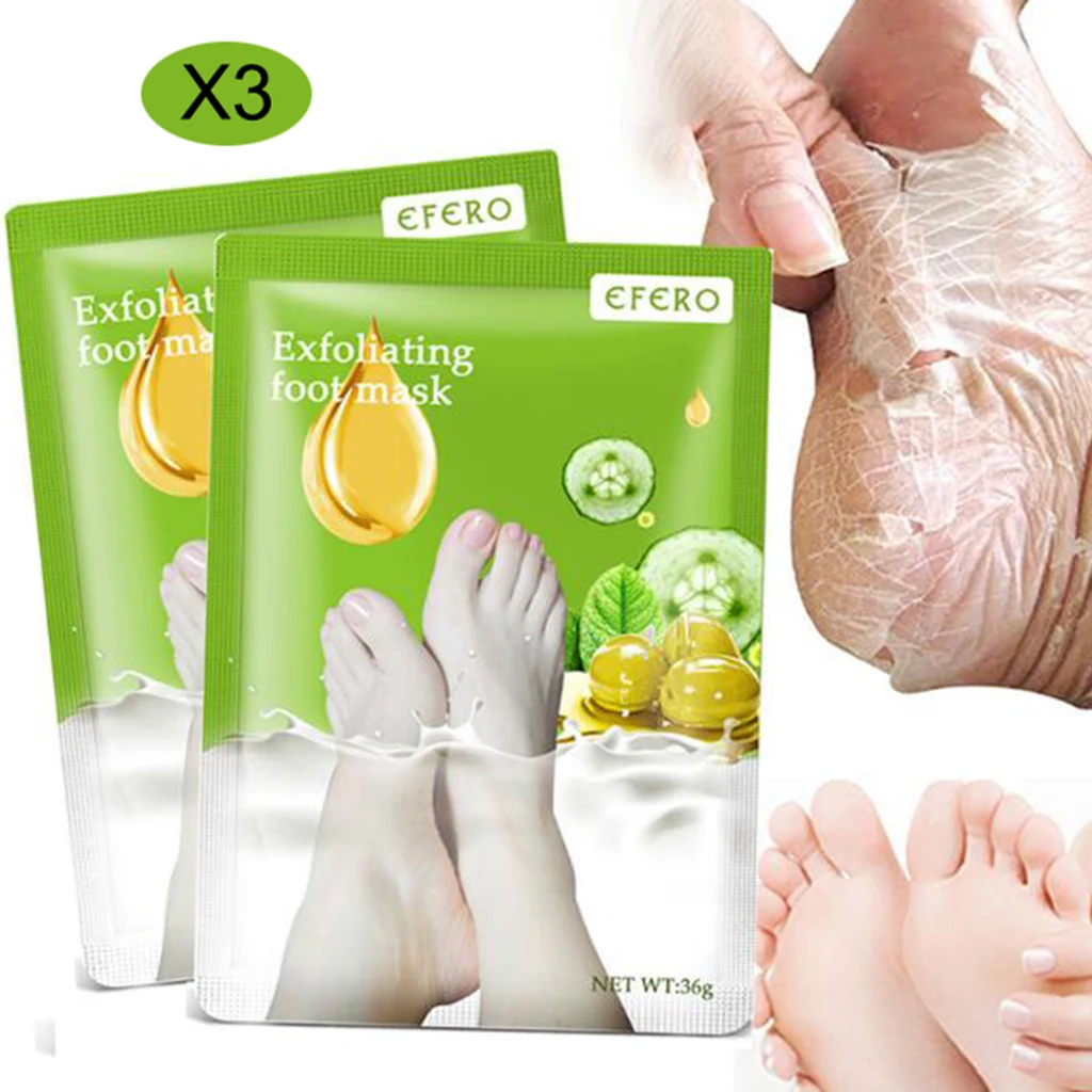 

3pcs EFERO Exfoliating Peel Foot Sock Mask Soften Feet Removes Dead Skin Feet Mask Pedicure Spa Socks Foot Peel Feet Care