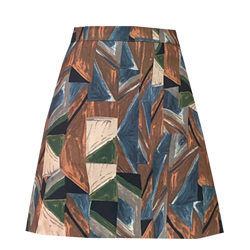 Новинка весна-лето 2020 юбка с принтом в стиле ретро короткая на бедрах большого