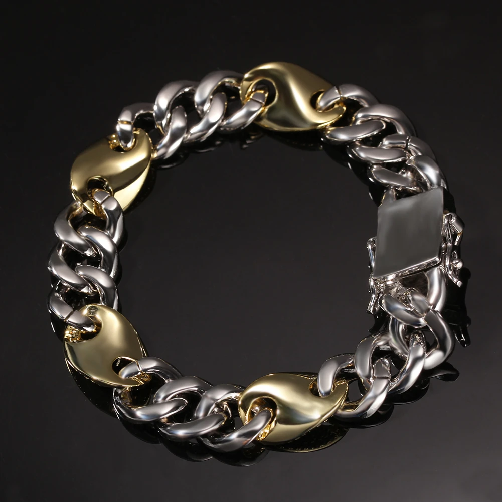 Шикарный король смешанных цветов модные кубинские звенья браслет мужские 12 мм