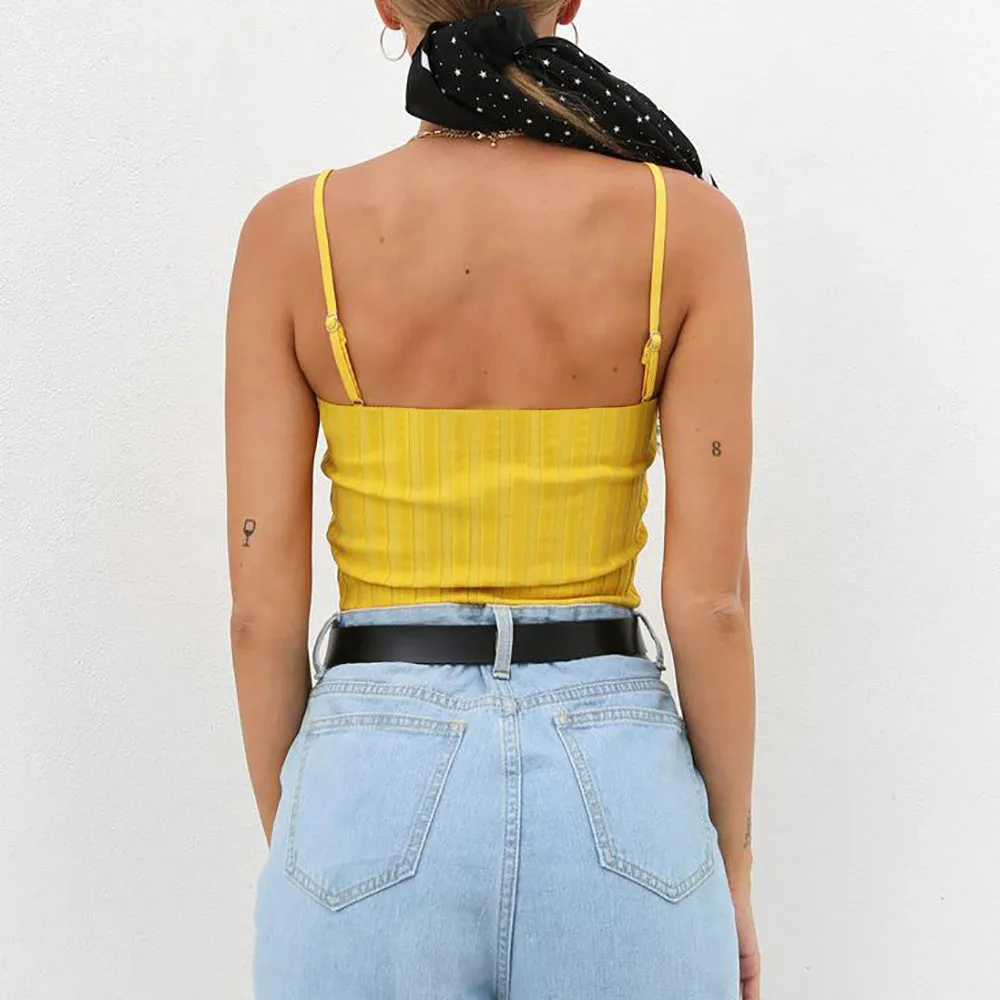 Женская облегающая однотонная майка жилет с открытыми плечами блузка лямкой на