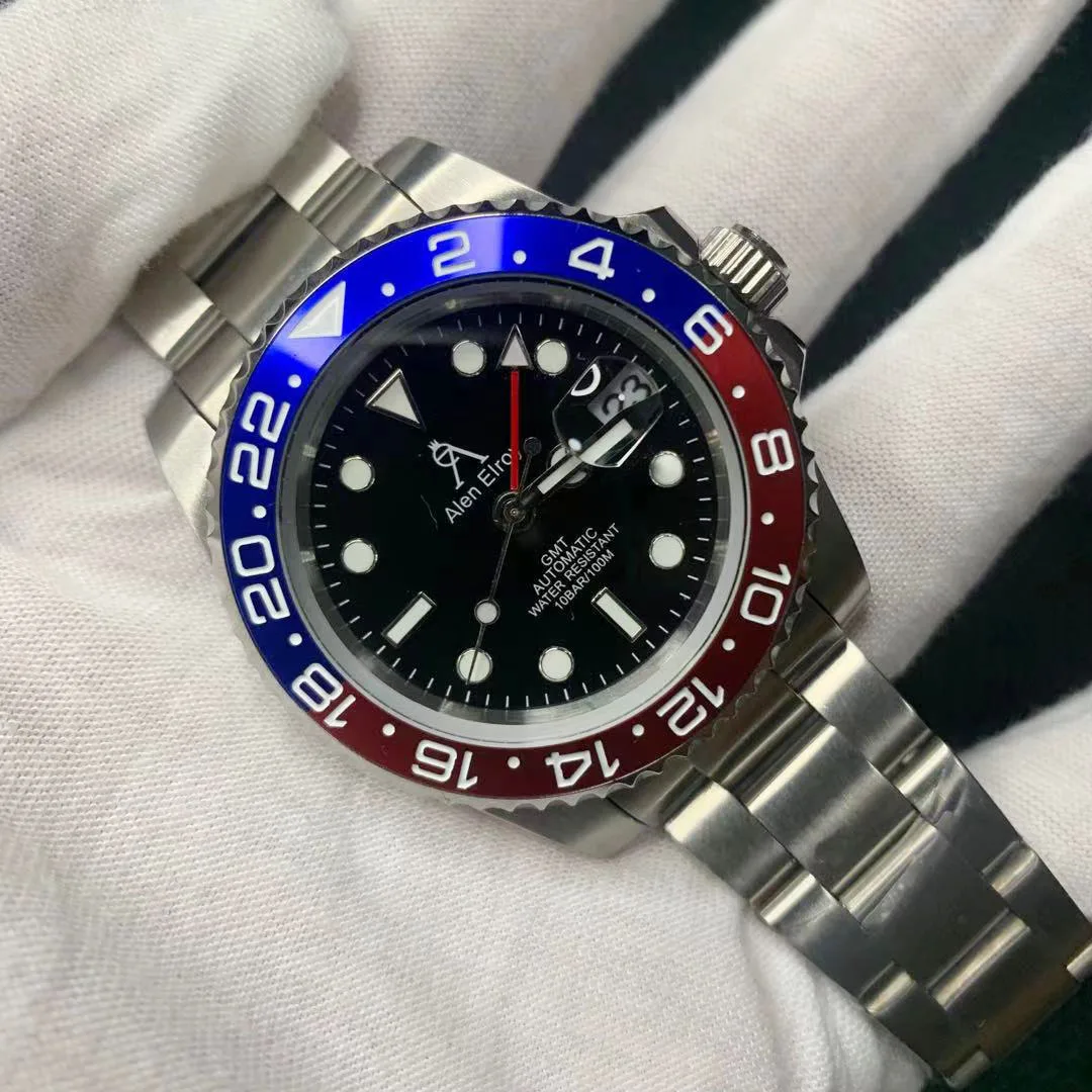 

Limited sale men's mechanical watches luminous sapphire luxury GMT 3Bar waterproof sports relogio masculin