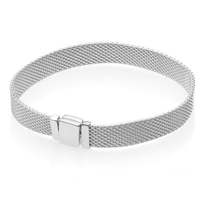 Новый оригинальный бусина серебряного цвета Шарм сетка змейка цепочка базовый