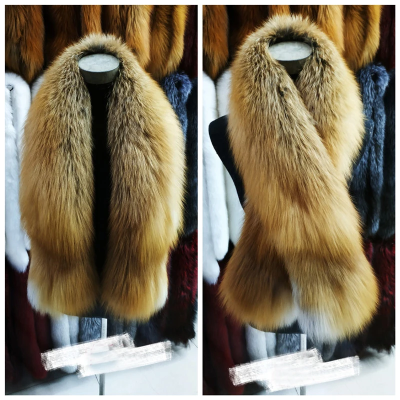 Red Fox MLHXFUR, большие,, настоящая Золотая лиса/красная лиса/синяя лиса, шаль, шарф, шарфы, воротники для женщин, мужчин, мужская куртка - Цвет: Red Fox