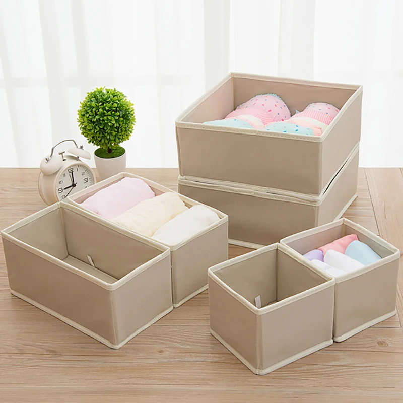

A Set Foldable Underwear Organizer Bra Tie Socks Clothes Storage Box Container Wardrobe Closet Organizer Drawer Dividers Case #A
