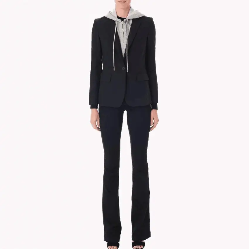 Женский съемный блейзер с капюшоном однобортный имитация двух частей