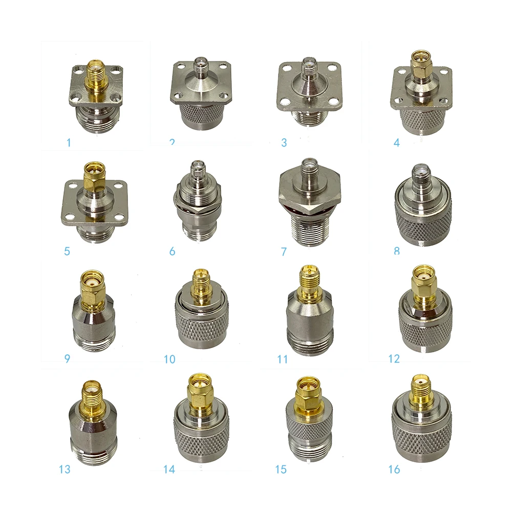 

1pcs Connector Adapter N to SMA RP SMA Flange & Bulkhead Male Plug & Female Jack Wire Terminal RF Coaxial Converter New
