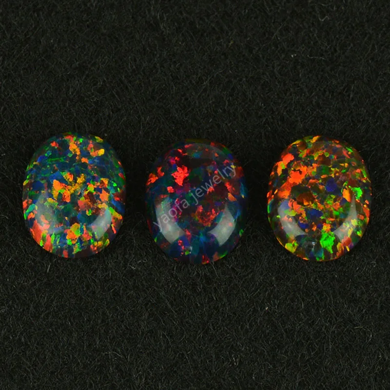 Популярный лабораторный опал черный 6*8 мм-13*18 мм плоская спина овальной формы