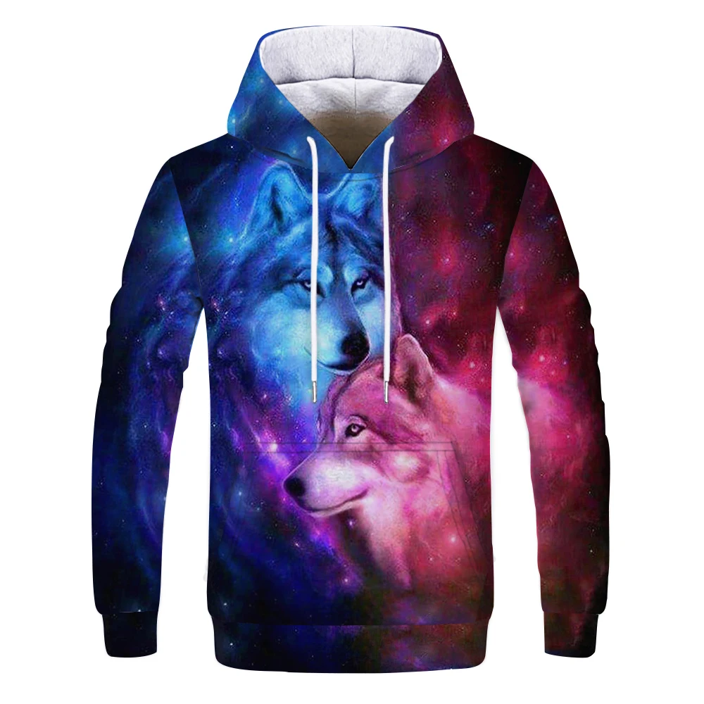 

Hooded sweatshirt men's women's snow wolf 3D printing gloss wolf design Harajuku style 2021