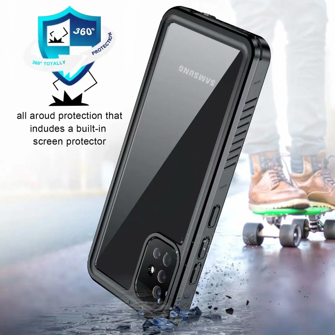 

Waterproof Phone Cases for Samsung Galaxy S21 Note 20 Ultra A51 5G Cover Screen Protector Float Strap Phone Case for S20Plus A51