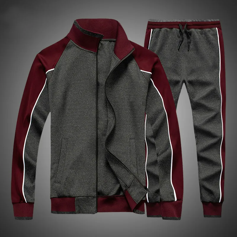 Спортивный костюм мужской из 2 предметов приталенная куртка на молнии и штаны