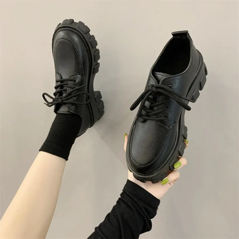 student jk uniform shoes Platform Heel Women Shoes High Quality Women Oxford Casual Harajuku Shoes Womens zapatos mujer