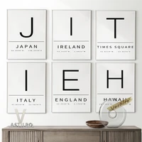 text typography poster national geography wall picture japan ireland italy england hawaii times square minimalist home decor