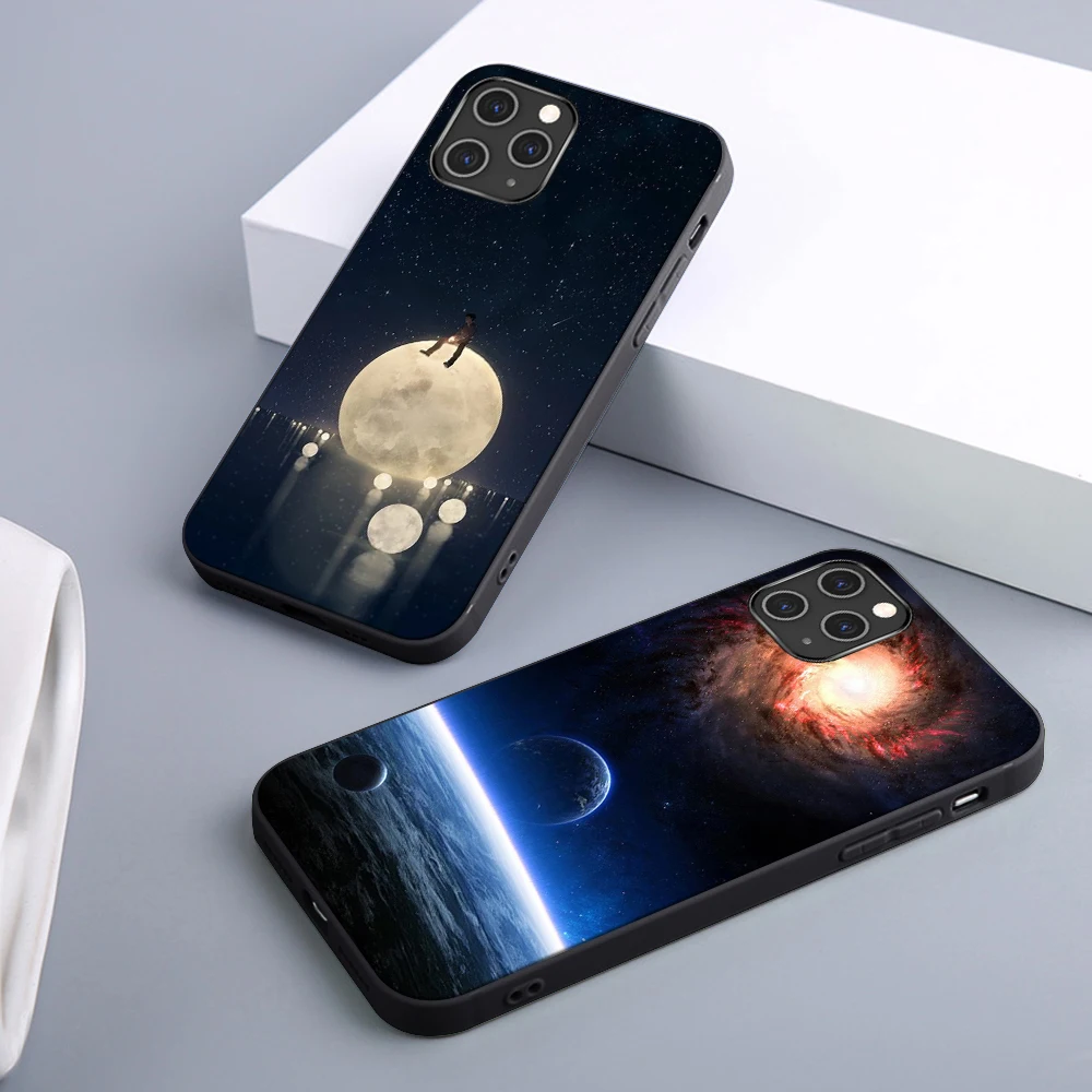 

Tree Moon Case For iPhone 12 11 Pro Max Mini Cover for iPhone 11 X XR XS MAX 7 8 6 6S Plus 5S SE 2020 Soft TPU Phone Funda Coque