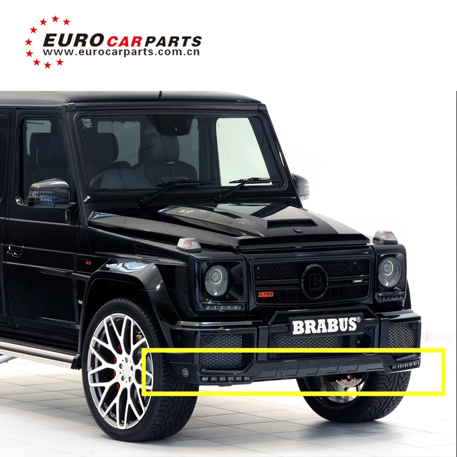

G CLASS W463 (G63/G65) G63 FRONT BUMPER LIP SPOILER with black and sliver 12 pieces LED lights PP material