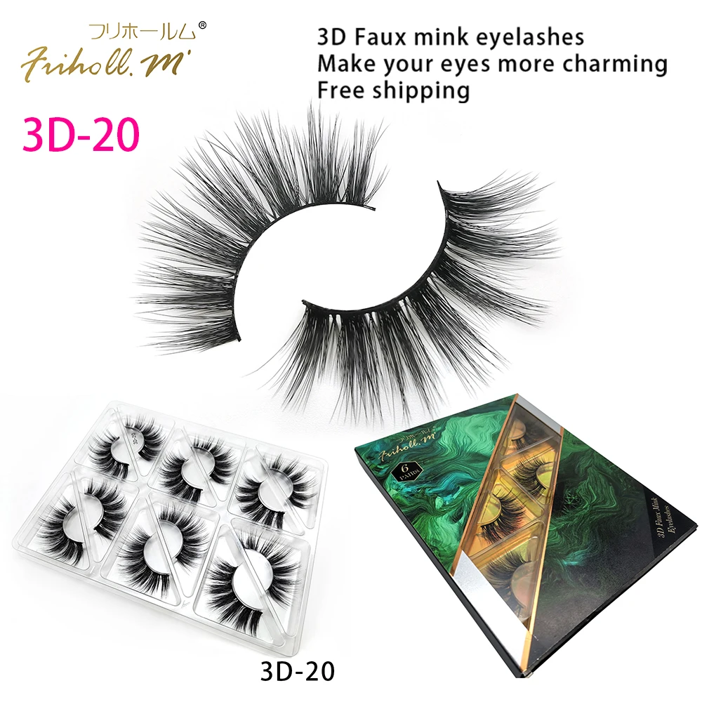 3D-20 Friholl. m шелковые ресницы, 6 пар, натуральные норковые 3d накладные ресницы для наращивания, личная этикетка, 3d синтетические шелковые ресницы - Цвет: 3D-20