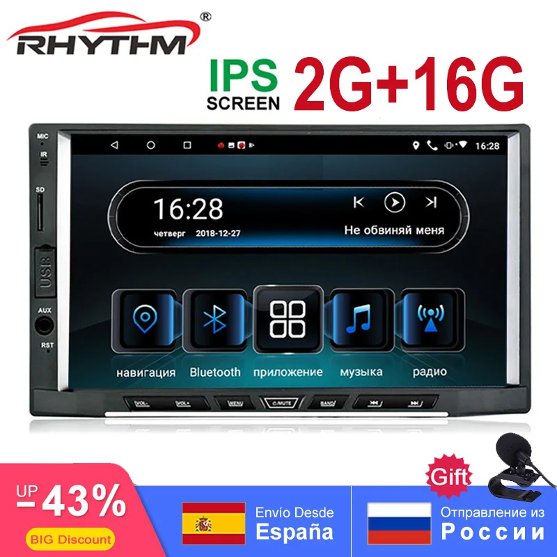 " ips экран 2din Android 8,1 2G+ 16G Восьмиядерный автомобильный Радио gps Авто Стерео Авторадио Bluetooth AM/FM/RDS/SWC мультимедиа Универсальный